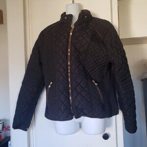 Novish Black Puffy Jacket With gold Zippers